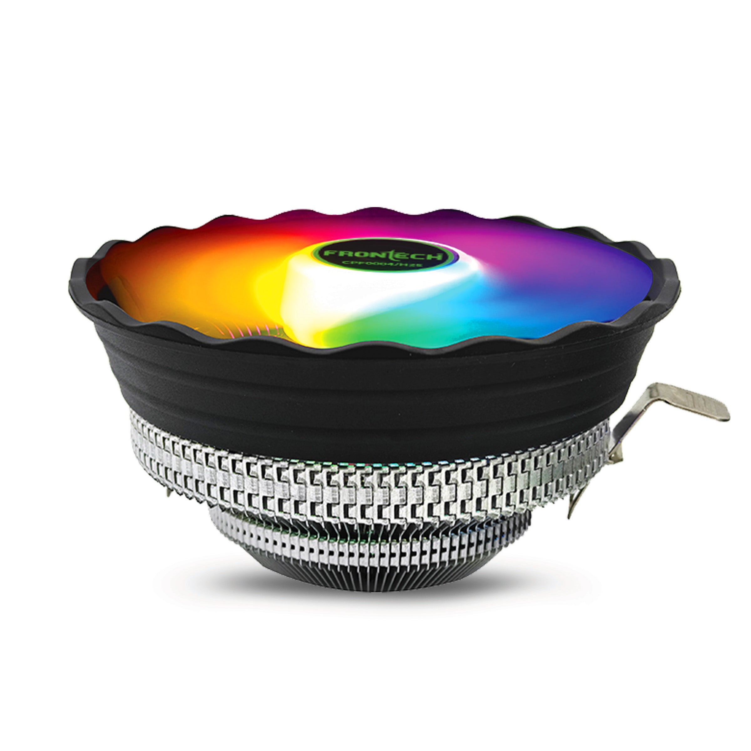 Frontech RGB CPU Cooler with Heatsink, 120mm Silent Fan, 1500 RPM, Hydraulic Bearing, 3-Pin 12V Connector, Supports Intel LGA 1700/1200/115x & AMD AM5/AM4 Sockets – (CPF-0004) Frontech RGB CPU Cooler with Heatsink, 120mm Silent Fan, 1500 RPM, Hydraulic Bearing, 3-Pin 12V Connector, Supports Intel LGA 1700/1200/115x & AMD AM5/AM4 Sockets – (CPF-0004)